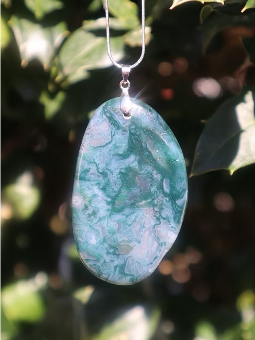 Green Moss Agate pendant Necklace